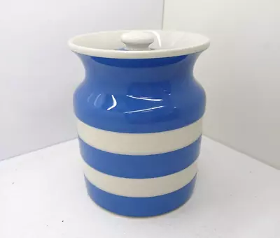 Buy Vintage Cornish Kitchen Ware Blue And White Striped Ceramic Storage Jar • 9.99£