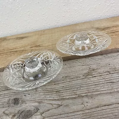 Buy 2x Vintage Glass Dish Tapered Candle Holders MCM • 15£