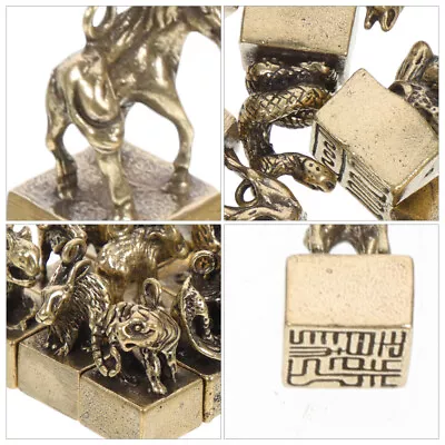 Buy  12 Pcs Chinese Mascot Animal Attract Money Figurine Zodiac Seals Ornaments • 14.15£