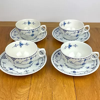 Buy 4 X Vintage Furnivals Blue Denmark Tea Cups & Saucers • 22.95£