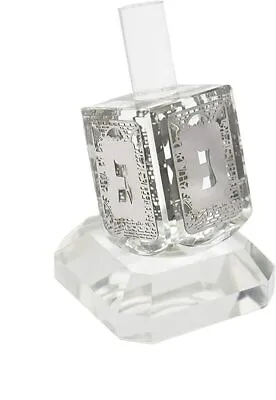 Buy Jerusalem Holyland Crystal Glass Dreidel With Base And Silver Ornaments • 46.87£