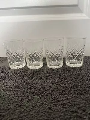 Buy Vintage Set Of Four - Cut  Glass / Crystal Small Whiskey Water Tumblers 100ml • 5£