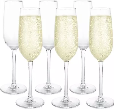 Buy YOUNTHYE 6Pcs Champagne Glasses Plastic 6.8oz 200ml Clear Reusable Unbreakable • 20.99£