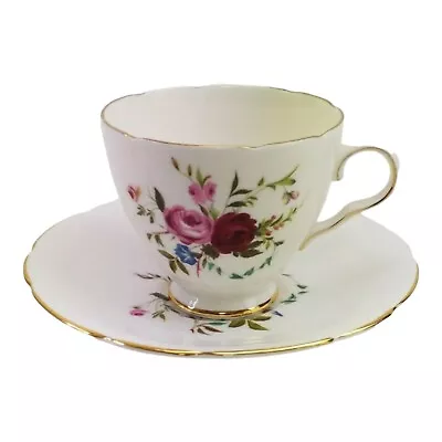 Buy Vintage Royal Sutherland Her Majesty Teacup And Saucer Pink Red Rose • 12.61£