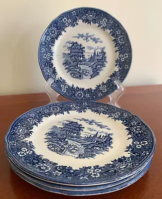 Buy Vintage Alfred Meakin Blue And White - Homeland -  7  Side/Tea Plates X 4 • 14.95£