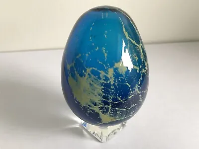Buy Mdina Glass Michael Harris Maltese Azure Blue Egg Decorative Object Paperweight • 24.99£