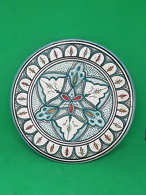 Buy Beautiful Moroccan Ceramic 10  Footed Plate / Wall Plate By SALAH Pottery, Safi. • 25£