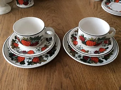Buy 2 X Simpsons Pottery Strawberry Fair Tea Cup, Saucer & Side Plate Trio • 10.50£
