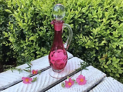 Buy Antique Victorian Cranberry Glass Vinegar / Oil Decanter Bottle • 15£