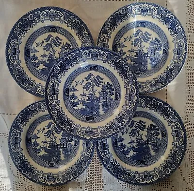 Buy Old Willow Plate Set English Ironstone Tableware Staffordshire 5 Piece 17cm • 35.55£