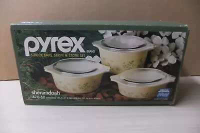 Buy Pyrex Vintage Three Bowl Set, ( Shenandoah, 470-80 ), Three Sizes, Lids, Nib • 77.09£