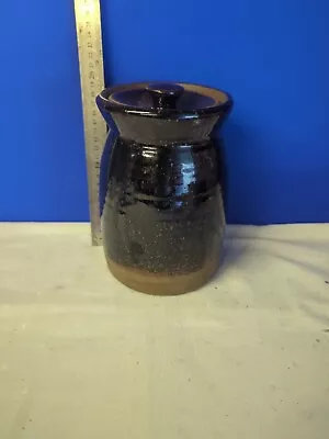 Buy Vintage Stoneware Earthenware Storage Jar Pot With Lid 19cm Glazed • 8£