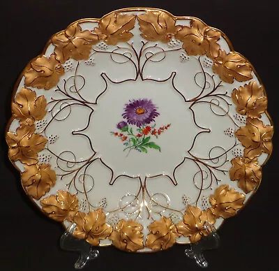 Buy Antique Meissen Bowl Hand Painted Gold Leaves Porcelain Germany Rare 1814 - 1860 • 838.30£