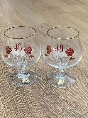 Buy Bohemian Glass 40th Ruby Wedding Anniversary Brandy Glasses Czechoslovakia • 8£