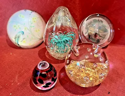Buy Job Lot Collection 5 Glass Paperweights Teardrops Birds Etc Excellent Condition • 6.50£