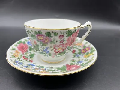 Buy Vintage Staffordshire Crown Fine Bone China  Flowers Teacup & Saucer England • 21.45£