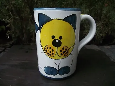 Buy Hand Crafted & Painted Pussy Cat Kitten Portuguese Art Pottery Mug Signed  • 12£