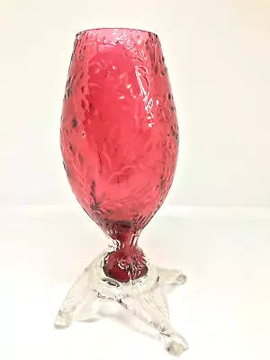 Buy Victorian CRANBERRY GLASS Vase Impressed Pattern • 29.50£