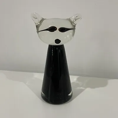 Buy Vintage Kumela Glass Cat Paperweight Ornament Armando Jacobino 60s Black Finnish • 65.61£