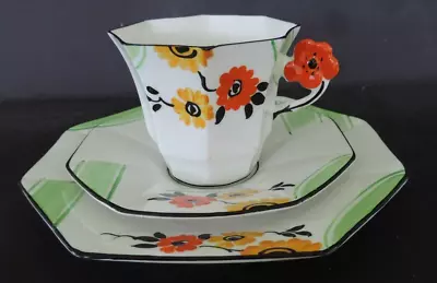 Buy Art Deco Vintage Tea Set Trio. Melba China.Flower Handled Cup.Hand Painted. VGC • 21.95£