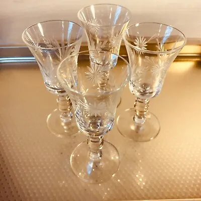 Buy Vintage Cut Glass Sherry Liqueur Glasses X 4. • 14£