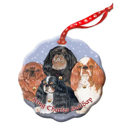 Buy English Toy Spaniel Holiday Porcelain Christmas Tree Ornament Doube-Sided • 18.27£