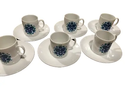 Buy Blue Pinwheel Thomas China Set Of 6 Espresso Cups And Saucers Excellent Cond • 28.99£