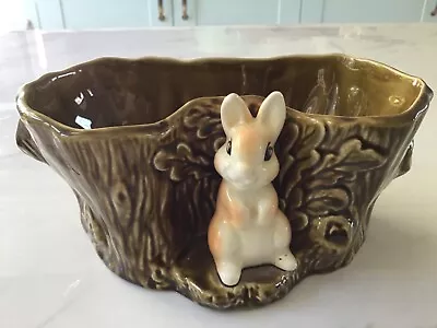 Buy Vintage Sylvac Pottery Planter, Tree Stump Bunny - Design 4292 • 6£