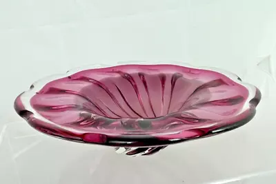 Buy Vintage Josef Hospodka Chribska ? Art Glass Bowl Cranberry 60s Czech Glass (C8) • 9.99£