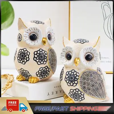 Buy Resin Owl Statue Desktop Ornament Cute Handmade Animal Figurines Home Decor (A) • 15.71£