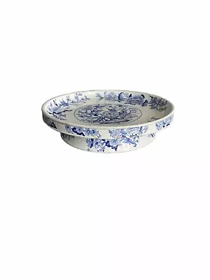 Buy Dresden Opaque China Fruit Bowl Blue Flowers Bavaria Germany Low Footed Compote • 49.29£