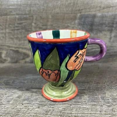 Buy JANE WILLINGALE Honiton Pottery Footed Mug Hand Painted Blue Floral England • 23.71£