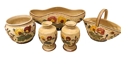 Buy Tony Wood Indian Tree Handpainted Floral Pottery Set • 20£