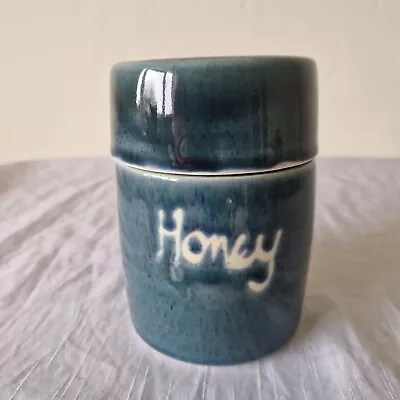Buy Lotus Pottery Devon Blue Turquoise Lidded Honey Pot Jar Stoke Gabriel • 13.95£