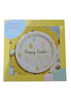 Buy Easter Paper Plates 10pk Yellow Eggs Print  • 4.10£