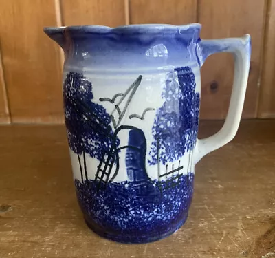 Buy Vintage Studio Pottery Jug Blue And White Hand Painted Delft Ware • 12.99£