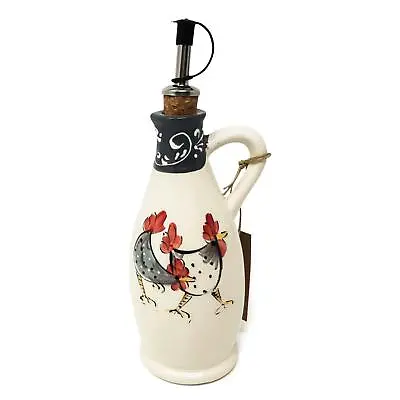 Buy Olive Oil Pourer Drizzler Bottle W/ Cork Lid Farmhouse Ceramic Vinegar Dispenser • 24.99£