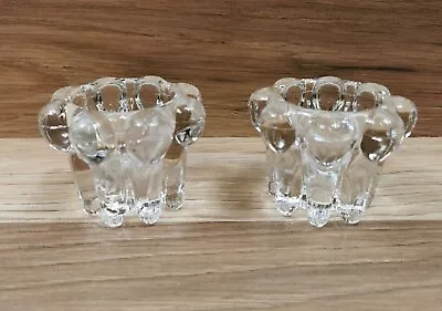 Buy 2 X Vintage Reims France Clear Glass Candle Holders • 9.99£