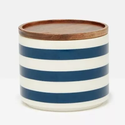 Buy New Joules Medium Brightside Blue/white Striped Storage Jar With Wooden Lid • 14.99£