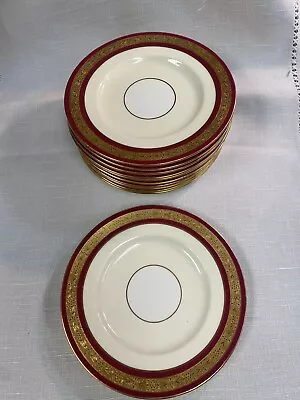 Buy Antique Minton`s  China Tiffany Co England Minton Dessert Plate  Gold Leaf  Red • 33.25£