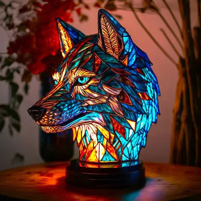 Buy Retro Stained Glass Animal Table Lamp Creative Animal Stained Glass Night-Light • 14.21£