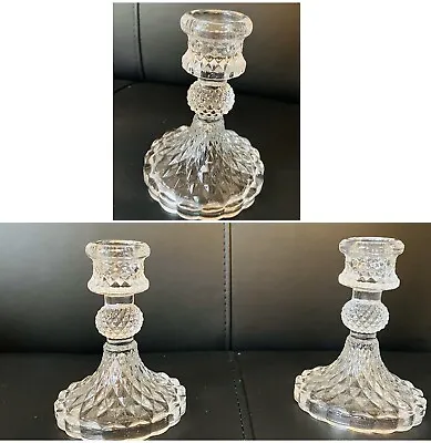 Buy Elegant Vintage Clear Glass 2pcs Candle Holders - Timeless Pair • 8£