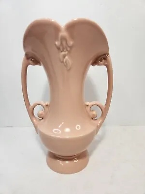 Buy Abingdon Pink Scrolled Vase #522 Vintage Art Deco Handled 8 7/8 Inches Tall • 24.06£