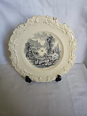 Buy Royal Doulton Scalloped Edge Greyscale Country Scene Decorative Plate • 15£