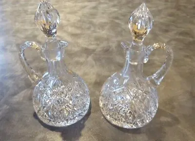 Buy Vintage Lead Crystal Cut Glass Oil And Vinegar Decanters / Decanter Set • 12.99£