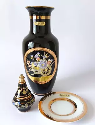 Buy Art Of Chokin 24kt Gold Edged Vase & Saucer • 9.99£