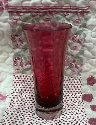 Buy Vintage Cranberry Glass Flared Vase Mid Century  • 20£