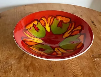 Buy Vintage Large Poole Pottery Bowl Red/orange Design 27cm Diameter • 25£