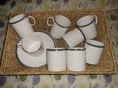 Buy Thomas Germany ROK Black & Silver Trim Cups/Saucers X 3 And 5 Matching Cups • 16.99£
