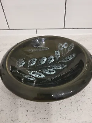 Buy Vintage Lotus Pottery Devon Green Decorative Art Pottery Dish Bowl 19cm Heavy • 9.99£